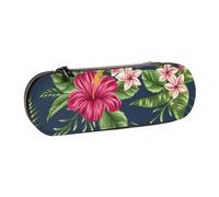 YsoLda Estuche para lápices, Estuche para lápices portátil, Estuche de Cuero para la Oficina Escolar, Flores Tropicales Frangipani Hibiscus