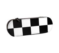 YsoLda Estuche para lápices, Estuche para lápices portátil, Estuche de Cuero para Oficina Escolar, Bandera a Cuadros de Carreras