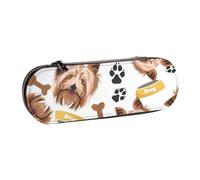 YsoLda Estuche para lápices, Estuche para lápices portátil, Estuche de Cuero para Oficina Escolar, Perro Sonriente Yorkshire Terrier
