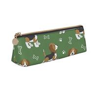 YsoLda Estuche para lápices, Estuche para lápices Triangular con Estampado de Animales de Beagles, Estuche portátil para lápices, Estuche de Cuero para la Escuela y la Oficina