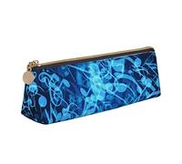 YsoLda Estuche para lápices, Estuche para lápices Triangular con Notas Musicales Azules, Estuche portátil para lápices, Bolsa de Cuero para la Escuela y la Oficina
