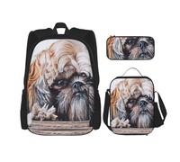 YsoLda Juego de Mochila, Mochila Escolar, Mochila, Juego de 3 Piezas con Bolsa de Almuerzo, Estuche para lápices,Shih Tzu Perros Peludos Mascotas Perros Shih Tzu
