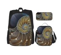 YsoLda Juego de Mochila, Mochila Escolar, Mochila, Juego de 3 Piezas con Bolsa de Almuerzo, Estuche para lápices,Increíble Pintura de Nautilus con cámara