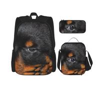 YsoLda Juego de Mochila, Mochila Escolar, Mochila, Juego de 3 Piezas con Bolsa de Almuerzo, Estuche para lápices,Rottweiler Cachorros Mascotas Perros Rottweiler Pequeños