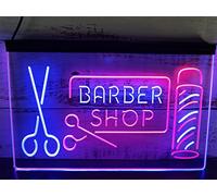 YSOLDA Postes de Tijera de barbería con Forma de Letrero de neón LED, Luces de neón de Doble Color USB Personalizadas, para salón de peluquería Colgante Decorativo Regulable, 30x20cm,Blue Red