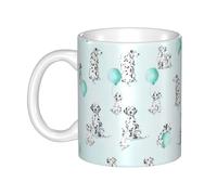YsoLda Taza, Taza De Cerámica, Taza De Café, Taza De Té, Adecuada Para Cocina, Restaurante, Oficina, 330 Ml,Acuarela Dálmatas Menta