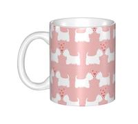 YsoLda Taza, Taza De Cerámica, Taza De Café, Taza De Té, Adecuada Para Cocina, Restaurante, Oficina, 330 Ml,Patrón de perros Westie