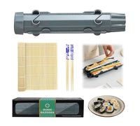YSOOUA Sushi Kit Maker Sushi Bazooka Sushi Completo con alfombrilla de bambú Y Palillos para Hacer Principiantes con Alfombrilla de Sushi, Palillos, Manual en Ingles (Gris)