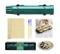 YSOOUA Sushi Kit Maker Sushi Bazooka Sushi Completo con alfombrilla de bambú Y Palillos para Hacer Principiantes con Alfombrilla de Sushi, Palillos, Manual en Ingles (Verde)