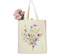 Ysound Bolsa de Tela Mujer, Tote Bag Tela Flores, Bolsa de Compras Reutilizable, Canvas Tote 35 x 42 x 8 cm, Regalos para Damas, Amigas, Cumpleaños, Día de la Madre
