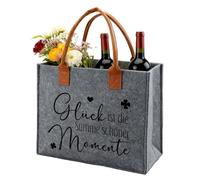 Ysound Geschenke Frauen Filztasche mit Spruch Glück ist die Summe Schöner Momente, Filz Shopper Bag Frau Filz Tote Bag für Damen, Geschenk für Frauen Freundin Mama zum Geburtstag, Urlaub, Hochzeit