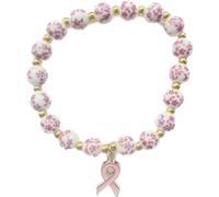 Yspokfay Pulsera elástica de cerámica para el cáncer de mama, diseño de cinta, color azul y rosa, regalos inspiradores, S, Cerámica, No es una piedra preciosa