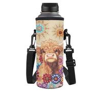 Yspwyqan Bolsa de transporte para botellas de agua con hermosa impresión para botella de agua de poliéster aislado con accesorios para botellas de agua de hombro suave, Mandala Highland Cow, M