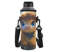 Yspwyqan Portabotellas de agua con correa de hombro suave y cómoda, bolsa para botella de deportes de playa, fácil de llevar, para senderismo, gimnasio, camping, caminar, viajes, Highland Cow Baby, M