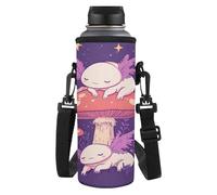 Yspwyqan Soporte para botella de agua con correa suave para el hombro, taza de agua de 32/40 onzas para escuela, trabajo, caminar, correr, senderismo, gimnasio, ciclismo, Axolotl, M