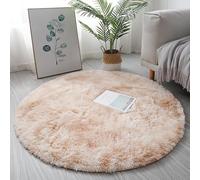 YSPZDQ Alfombras Redondas de Pelo Largo, Suave y Esponjosa, Alfombra Antideslizante y Lavable para Dormitorio, Sala de Estar, Habitación Infantil, Interior(Camel-a,Ø 140cm)