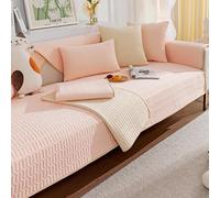 YSPZDQ Funda de Sofá de Seda Helada - Suave y Transpirable con Antideslizante para Sofá Esquinero | Refrescante, Cómoda y Lavable | 1-4 Plazas Seccional U/L(Pink,90 x 210cm)