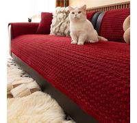 YSPZDQ Funda Sofá Universal, Fundas para Sofá Grueso & Antideslizante, Funda Sofá Antiarañazos Gatos Pana, A Prueba de Mascotas & Lavable Protector Sofá Seccional, L, 1-4 Plazas(Red,110 x 180 cm)