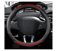 YSQOFDNFD Cubierta Volante Funda para Volante Coche De Fibra Carbono Y Cuero PU para Peugeot 208 2012 2013 2014 2015 2016 2017 2018, Accesorios Interiores para Coche. Funda De Volante(Rojo)
