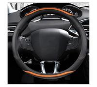 YSQOFDNFD Cubierta Volante Funda para Volante Coche De Fibra Carbono Y Cuero PU para Peugeot 208 2012 2013 2014 2015 2016 2017 2018, Accesorios Interiores para Coche. Funda De Volante(Naranja)