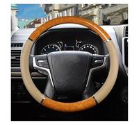 YSQOFDNFD Cubierta Volante para Toyota para Land para Cruiser para Prado para FJ para Cruiser Funda Volante Coche Antideslizante Piel Sintética con Veta Madera Caoba Funda De Volante(Beige)