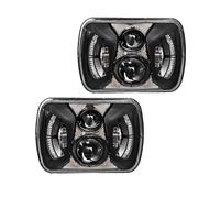 YSQOJF Faro Led Cuadrado 7x6 Pulgadas 5x7 Iluminación DRL Blanca Para Jeep Para Cherokee XJ Para Wrangler YJ Motocicleta Coche Camión Todoterreno Cubierta Transparente Faro(2pcs 75W)