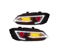 YSQOJF Pantalla Lente Transparente Para VW Para Polo Faros 2011-2017 Faro LED DRL Lámpara De Cabeza De Coche Bi Xenon Conjunto De Faro Delantero(With Demon eyes,RHD)