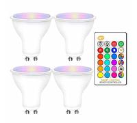 YSSMAO GU10 RGB LED Bulbs - 8W White/Warm White With 16 Colors and IR Remote Control Memory Function - 4 Pack