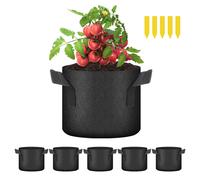 YSSOA 5Pack 1 Gallon Grow Bags Aeration Nonwoven Fabric Plant Pots with Handles Heavy Duty Gardening Planter for Potato Toma
