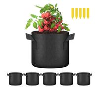YSSOA 5Pack 2 Gallon Grow Bags Aeration Nonwoven Fabric Plant Pots with Handles Heavy Duty Gardening Planter for Potato Toma