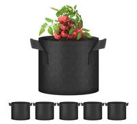 YSSOA 5Pack 3 Gallon Grow Bags Aeration Nonwoven Fabric Plant Pots with Handles Heavy Duty Gardening Planter for Potato Toma