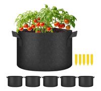 YSSOA 5Pack 7 Gallon Grow Bags Aeration Nonwoven Fabric Plant Pots with Handles Heavy Duty Gardening Planter for Potato Toma