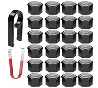 YSSQOVO 24 Tapas para Tuercas de Rueda de para Seat MII Electric KF1 I 2019-2021, Cubiertas hexagonales para Tuercas de neumáticos con Juego de Herramientas de extracción,Black
