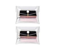 YSSZAM 2 mini bolsas de maquillaje transparentes de PVC pequeñas de plástico transparente con cierre a presión, bolsas de cosméticos para vacaciones, viajes, organización de baño (S), Claro, 1 unidad