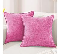 YSTELLAA Chenille Funda Cojines De para Sofa Juego De 2, 40x40, Suave Funda De Almohada Color Solido con Cremallera Invisible, Fundas De Cojines del Sofá Decorativas, Lavable, Rosa Melocotón