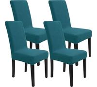 YSTELLAA Funda Sillas Comedor Pack 4, Fundas Sillas Ajustables, Fundas para Sillas Elásticas Modernas, Funda Cubre Protectora Sillas Lavables Desmontables, Universal Funda Silla, Verde Oscuro
