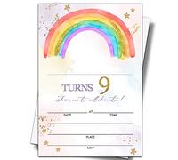 YSTEP Invitaciones de fiesta de 9º cumpleaños, 20 tarjetas de invitación con sobres, invitaciones de cumpleaños de 4 x 6 pulgadas, teñido anudado, C06