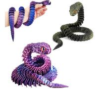 YSTJKD 3D Impreso Serpiente Articulado Juguete, 2 Juguetes 30cm Juguetes De Animales Impresos En 3D, Juguetes Flexibles De Serpientes Fidget Juguetes para Niños con Autismo(Morado, Negro)