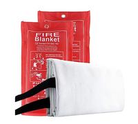 YSTrillion Conjunto de 2 Mantas Ignífugas 1m x 1,5m - Cobija Extintora Cocina,Uso en Varias escenas, como Acampar,Hogar y Emergencias en una Bolsa roja