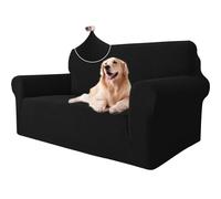 Ystyle Elasticas Funda Sofa 2 Plazas, Fundas de Sofa Ajustables con Reposabrazos, Gruesa Funda Sofá Anti Gatos Perros y Mascotas, Moderna Cubre Sofa Antimanchas Lavable, Negro