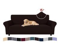 Ystyle Funda de Sofá Elástica 4 plazas, Fundas para Sillones Ajustables con Reposabrazos, Moderna Cubre Sofa Antideslizante Antimanchas Lavable, Protección para Perros y Mascotas, Café