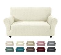 Ystyle Funda Sofa 2 Plazas con Brazos, Beige | Fundas para Sofa Alta Elásticas,Protege Sofá de Gatos y Pelos,Antimanchas,Lavable,Renueva el Sofá del Salón,para Niños