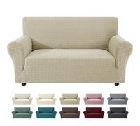 Ystyle Funda Sofa 2 Plazas con Brazos, Caqui | Fundas para Sofa Alta Elásticas,Protege Sofá de Gatos y Pelos,Antimanchas,Lavable,Renueva el Sofá del Salón,para Niños
