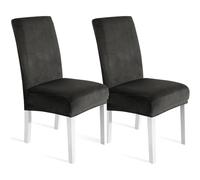 Ystyle Fundas de Sillas Terciopelo Pack 2, Fundas Sillas Comedor Ajustables Elasticas, Chair Cover Universal Moderno, Suave Lavables Funda Protectora, Banquetes Restaurante Hotel, Gris Oscuro