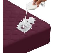 Ystyle Protector de Colchón Acolchado 160 x 190 cm, Burdeos | Funda Colchon Microfibra Transpirable y Anti Ácaros, Cubre Colchon Estira hasta 30 cm de Profundidad, Antimanchas Lavable
