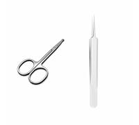 YSUUZRL 2 piezas (tijeras nasales para el pelo+abrazadera de boca recta) eliminación de espinillas acné agujas de eliminación de espinillas pinzas salón de belleza agujas de clip
