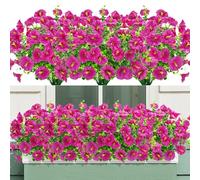 YSUVIN 8 Piezas Flores Artificiales, Plantas Artificiales Petunia Decorativas Exterior Realistas Gloria Matutina Ramos de Flores-Artificiales Adecoracion Falsas para Jardín Hogar Porche(Rosa)