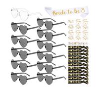 YSUVIN Despedida de Soltera Accesorios, 37PCS Despedida de Soltera Accesorios Español, 12 Gafas de corazón + 12 Team Bride Pulser 12 Tatuajes + 1 Novia Faja, Accesorios Despedida Soltera, Negro