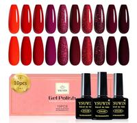 YSUVIN Esmalte Semipermanente, 10 Colores Calabaza Arce Rojo Profundo Glitter Champán Semipermanente para Uuñas, Pintauñas Semipermanentes Soak Off UV/LED Gel Uñas Diy Manicura Nail Art Set, 8ml