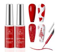 YSUVIN Esmalte Semipermanente Liner, 2 Colores Rango Rojo Pintauñas Semipermanentes Soak Off UV/LED Gel Uñas Pintura de Líneas DIY Francés Manicura Nail Art Set Kit Uñas Semipermanentes